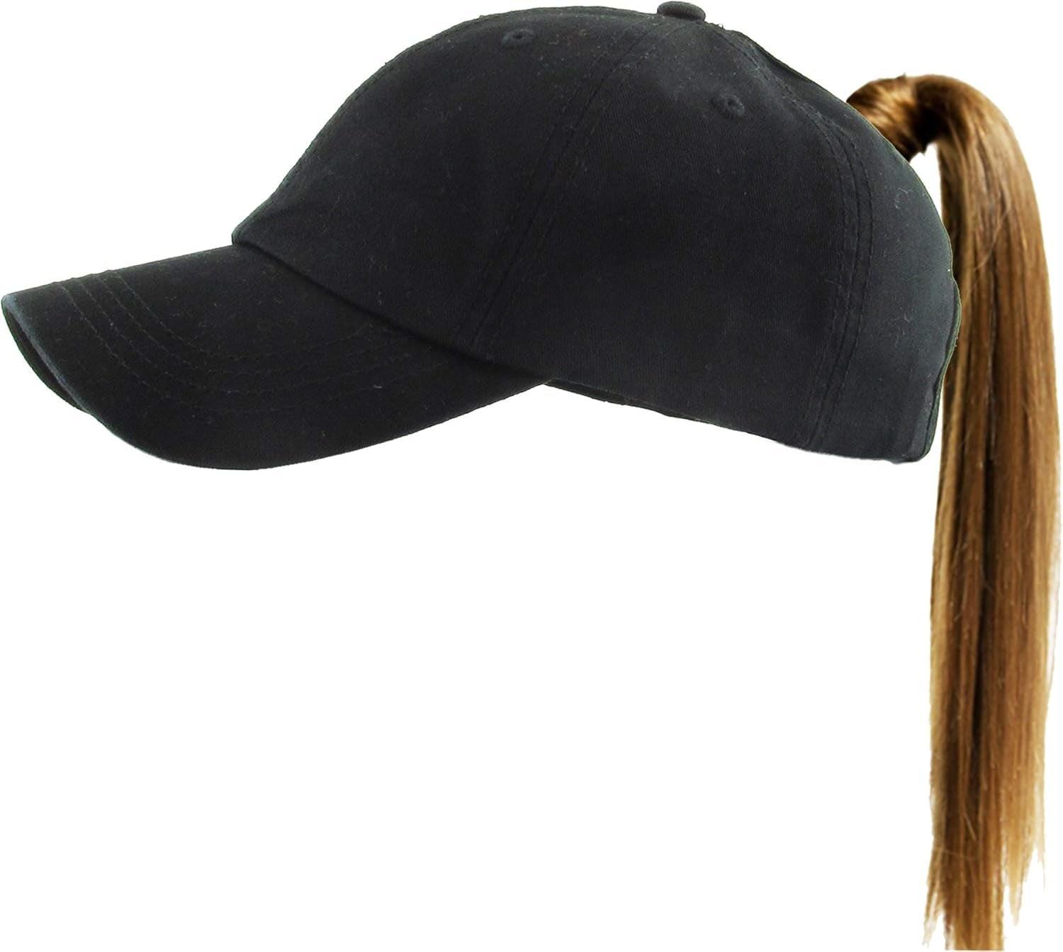 Classic Plain Ponytail Messy High Bun Headwear Adjustable Cotton Trucker Mesh Glitter Hat Baseball Cap