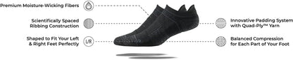 Basic Low Cut Socks | Quad-Ply Yarn Padding, Direct Compression and Zoned Cushioning, 1 Pack (Black, Small)